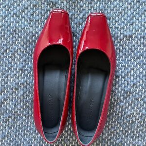 Rachel Comey Red Patent Square-Toe Granny Pumps